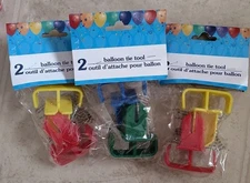 Balloon Tie Tool (3 - 2 Packs) - Party -Ties Red, Green, Blue, Yellow
