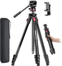 68" Fluid-Head-Camera-Tripod, Professional Travel Video Tripod for Camera DSLR,