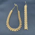 Vintage Corocraft Necklace & Bracelet Chunky Gold Tone Choker Costume Jewelry