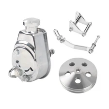 Silver Power Steering Pump & Braket & 2G Pulley for Chevy Ford Chrysler P Series