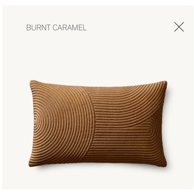 Restoration Hardware Geometric Velvet Semicircle Pillow Cover 13x21 Brown NEW