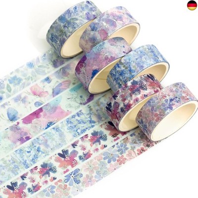 YUBX 6 Rollen Washi Tape Set, Masking Tape Goldene Foliendruck Dekoratives