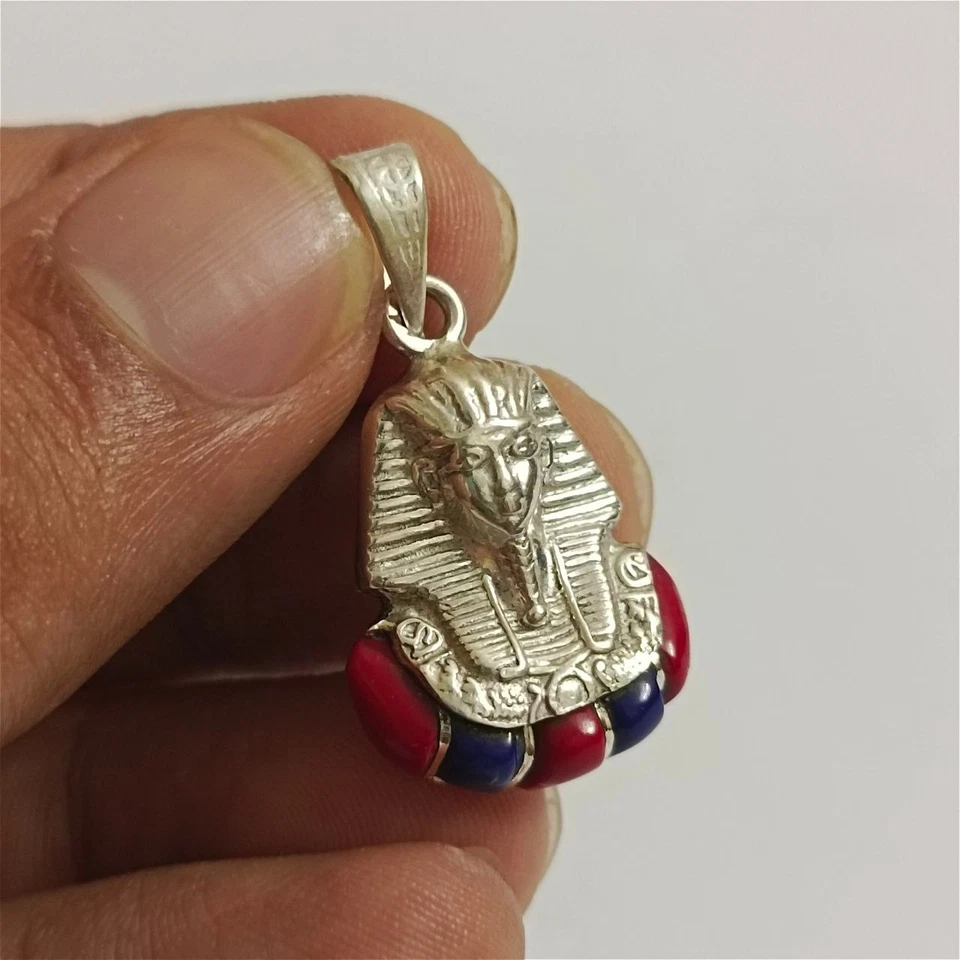 Collar Rey Tutankamón Plata 925 - Diseño Faraónico con Piedras Preciosas Foto 4 de 4