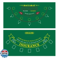 GSE Games and Sports Expert 36" x 72" BlackjackandBaccarat Layout Felt, Las V