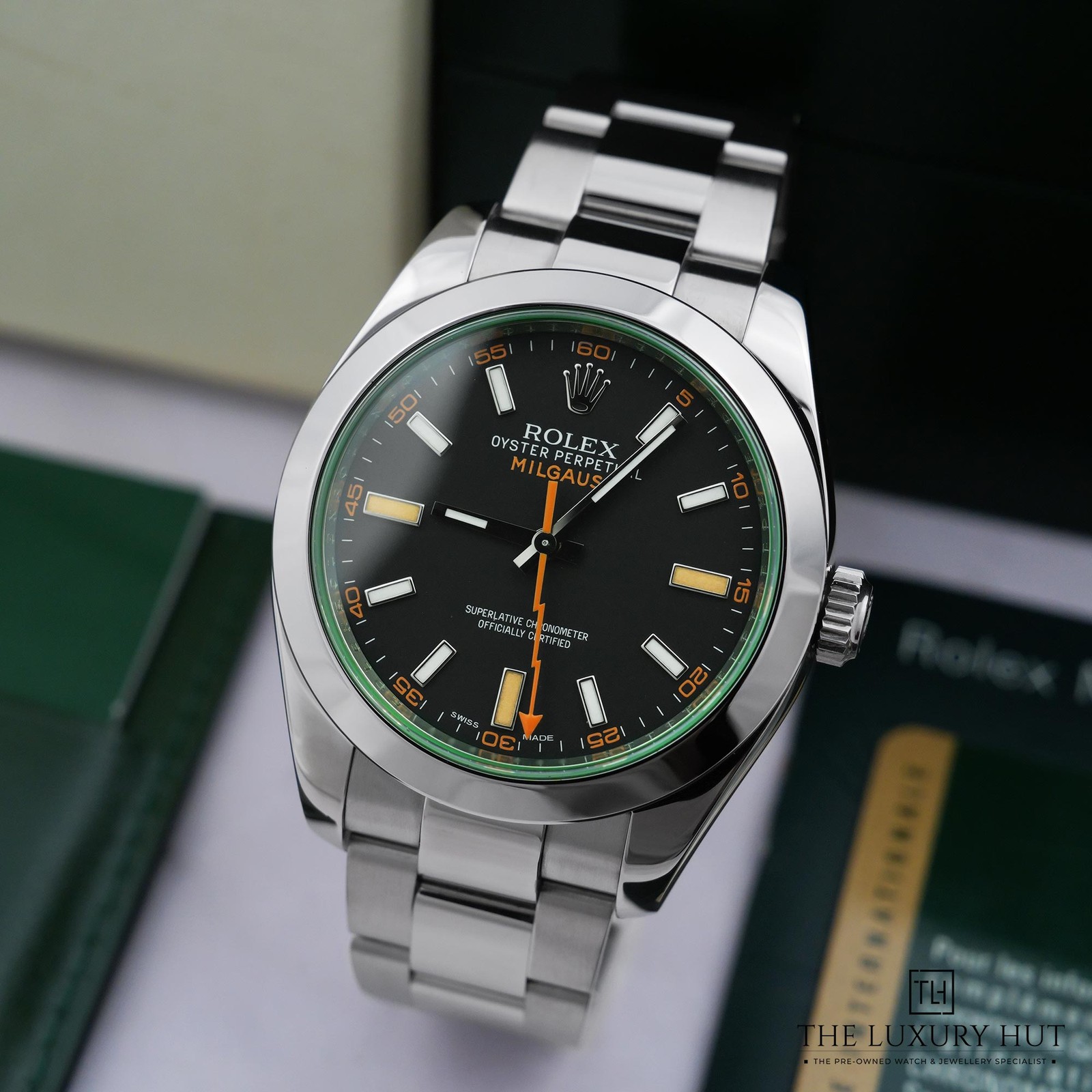 Rolex Milgauss 116400GV - 2013, With Box & Papers Steel 40mm Black Dial
