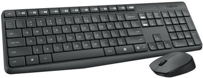 Logitech MK235 Wireless-USB Tastatur, Maus-Set - US-Layout QWERTY schwarz