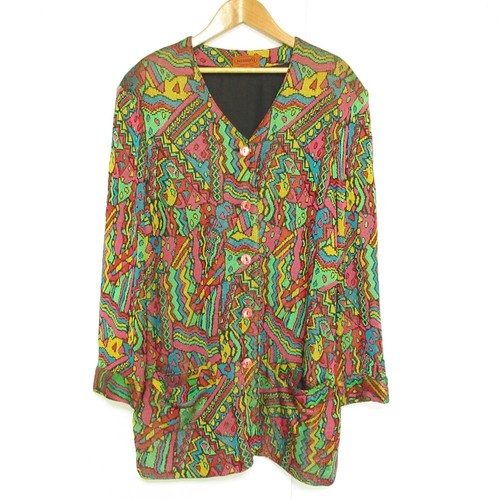 Missoni, [Used] Missoni Vintage Geo Collarless Knit Coat Women's Size 40 M From JAPAN