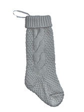 THICK CABLE KNIT CHRISTMAS STOCKING CREAM IVORY 19" HOLIDAY DECOR Vntg look