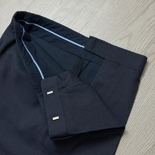 Men's Hugo Boss 'Jeffrey1' Blue Microcheck Wool Classic Dress Pants 34X30