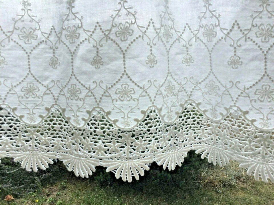 Hochwertige Scheibengardine mit Stickerei Spitze Baumwolle Landhaus Shabby Chic - Bild 2 von 4