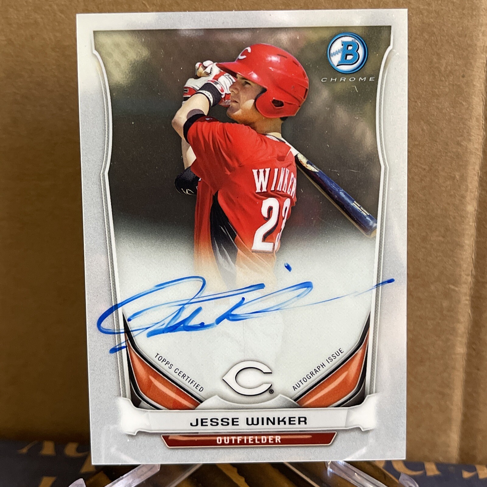 2014 Bowman Prospect Auto Chrome Jesse Winker #BCAP-JW Auto