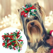 20/100 pcs Dog Hair Bows Christmas Grooming Bows with Rubber Bands for Holiday