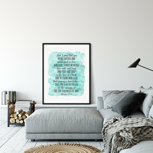 Rooted and Established In Love, Ephesians 3:17-19,Bible Verse Print Decor - Picture 4 of 5