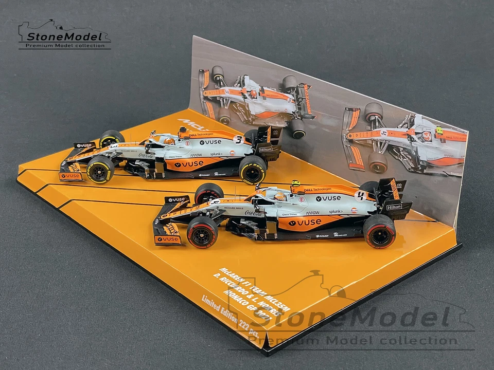 Mclaren F1 MCL35M Norris & Ricciardo Set Monaco 2021 1:43 MINICHAMPS with Decal - Image 3 of 4
