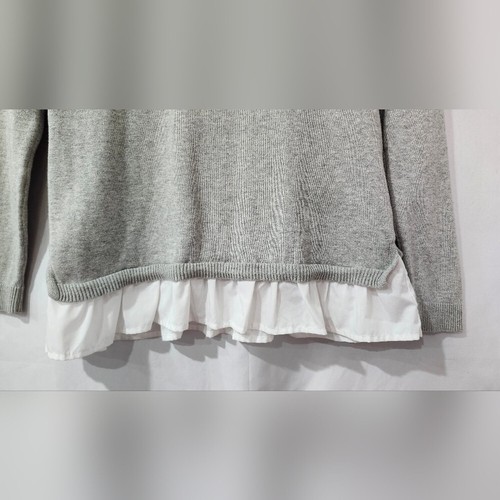 Crown & Ivy Kids Girls' Gray Sweater Size Large Pink Red Striped Heart Ruffle - Picture 6 of 8