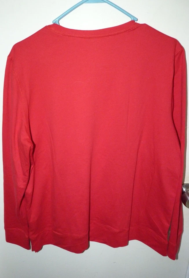 Moletom Laura Scott feminino tamanho XL L/S vermelho acolchoado padrão rosas NOVO - Imagem 4 de 4