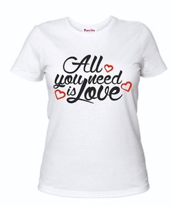t-shirt cotone bianca donna scritta all you need love idea regalo san  valentino | eBay