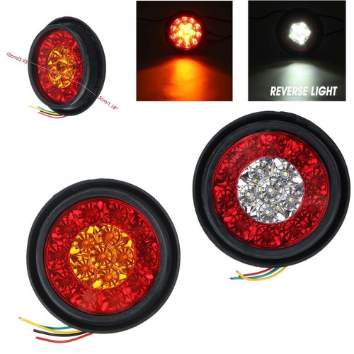 2X Luces de freno de coche redondas 16-LED 4" luces de marcador de reserva luces traseras de parada de freno - Imagen 6 de 16