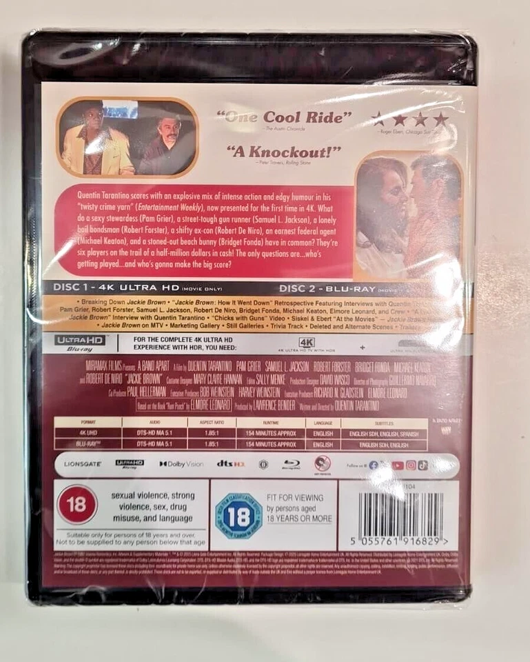 4K UHD BLU-RAY    JACKIE BROWN      BRAND NEW SEALED UK STOCK - Image 2 of 2