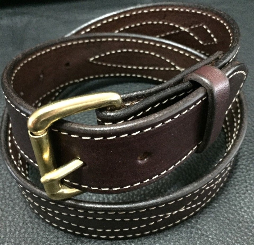 11/2"Diamond Stitched Genuine Real Leather Dress Gun Belt Strap Buckle