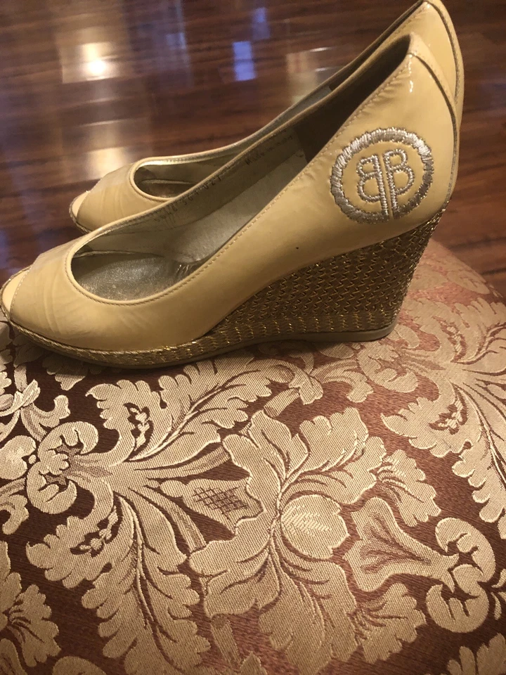 Zapatos de salón Ballin beige charol cuña punta abierta - talla 36,5 Foto 3 de 4