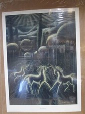 Nocturne Charles Ware vintage Unicorn original fantasy 1980 poster  20366