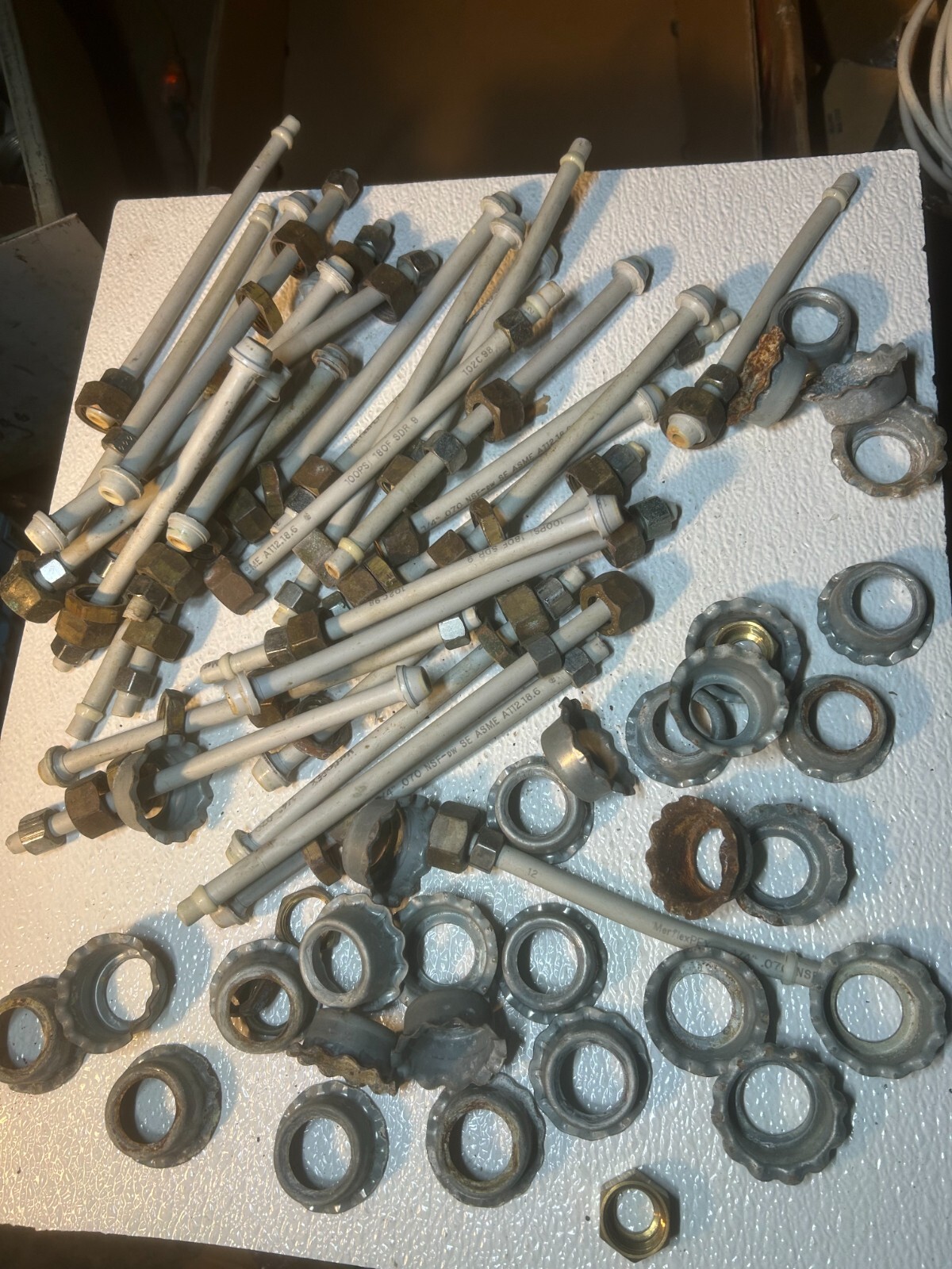 Lot of water supply lines plastic with metal washers - USED - ALL for 1 money