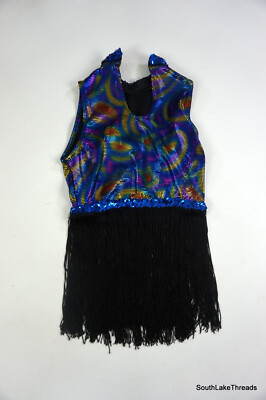 Blue & Black Dazzle Iridescent Dress Dance Costume Woman's Medium