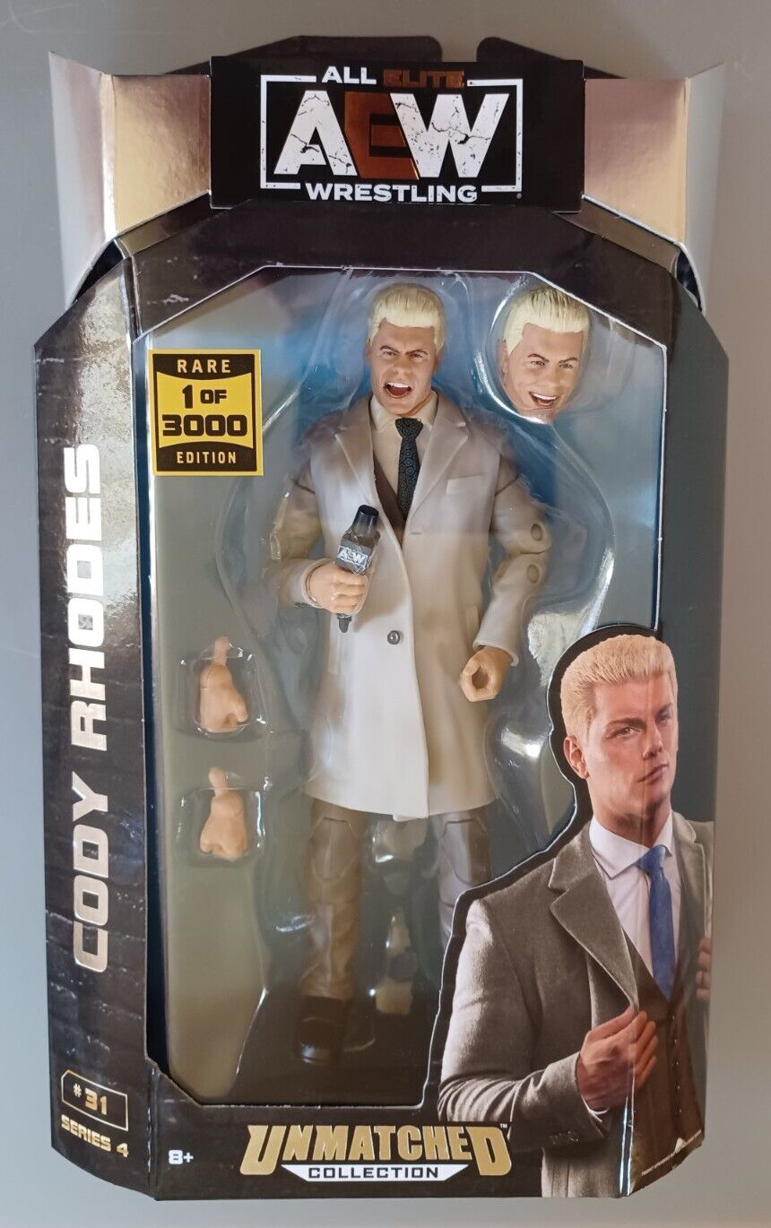 AEW WRESTLING UNMATCHED SERIES 4 #31 CODY RHODES CHASE 1 OF 3000 RARE JAZWARES