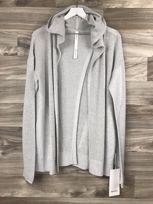 Lululemon Still Movement Hooded Wrap Sweater Size 12 Heathered Nimbus Grey 01496