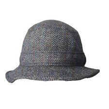 VTG Tweed Unlined Bucket Hipster Hat Size Small Blues Grays Tans