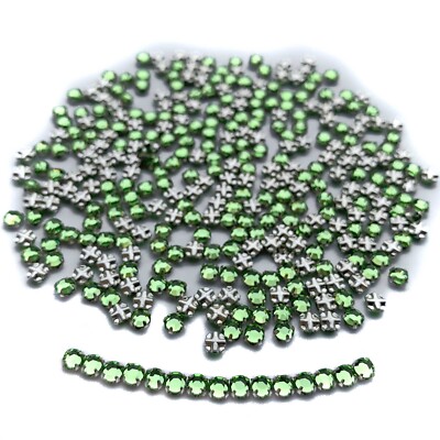 Vintage Swarovski Rose Montees in 10ss, 12ss, Peridot light green, Silver Plated