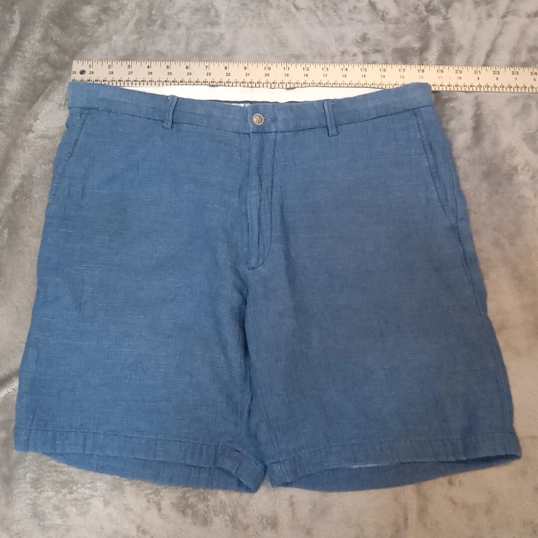 Peter Millar 100% Cotton Blue Flat Front Chino Shorts Twill Texture Size 36