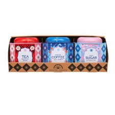 Printer Johnson - Kitchen Set of 3 Octagonal Tin Caddies 102 x 102 x 117mm (each