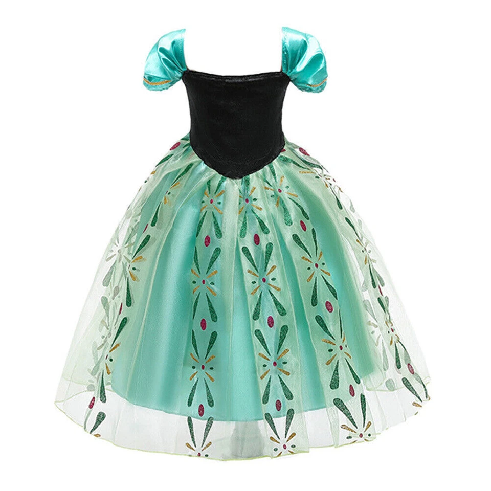 Girls Kids Party Costume Frozen Anna Fancy Dress Up Princess Role Cosplay Outfit - Image 4 of 4