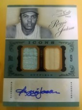 2012 Playoff Prime Cuts Icons Reggie Jackson Dual BAT & JERSEY Patch Auto #11/25