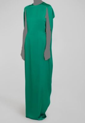 $2450 Maison Rabih Kayrouz Women's Green Gathered Cape Satin Gown Dress  Size 34 | eBay