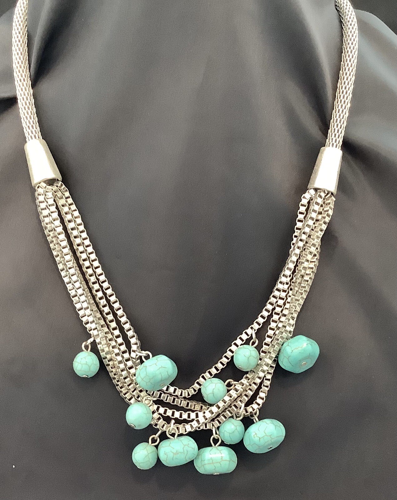 Jules B Turquoise And Silver Statement Necklace - image 1
