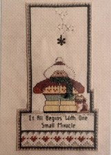 Mosey N Me "one small miracle" cross stitch pattern with snowflake charm winter