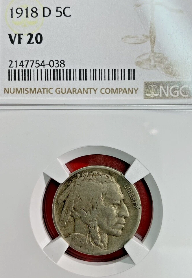 NGC VF-20! 1918-D BUFFALO NICKEL - Image 3 of 3