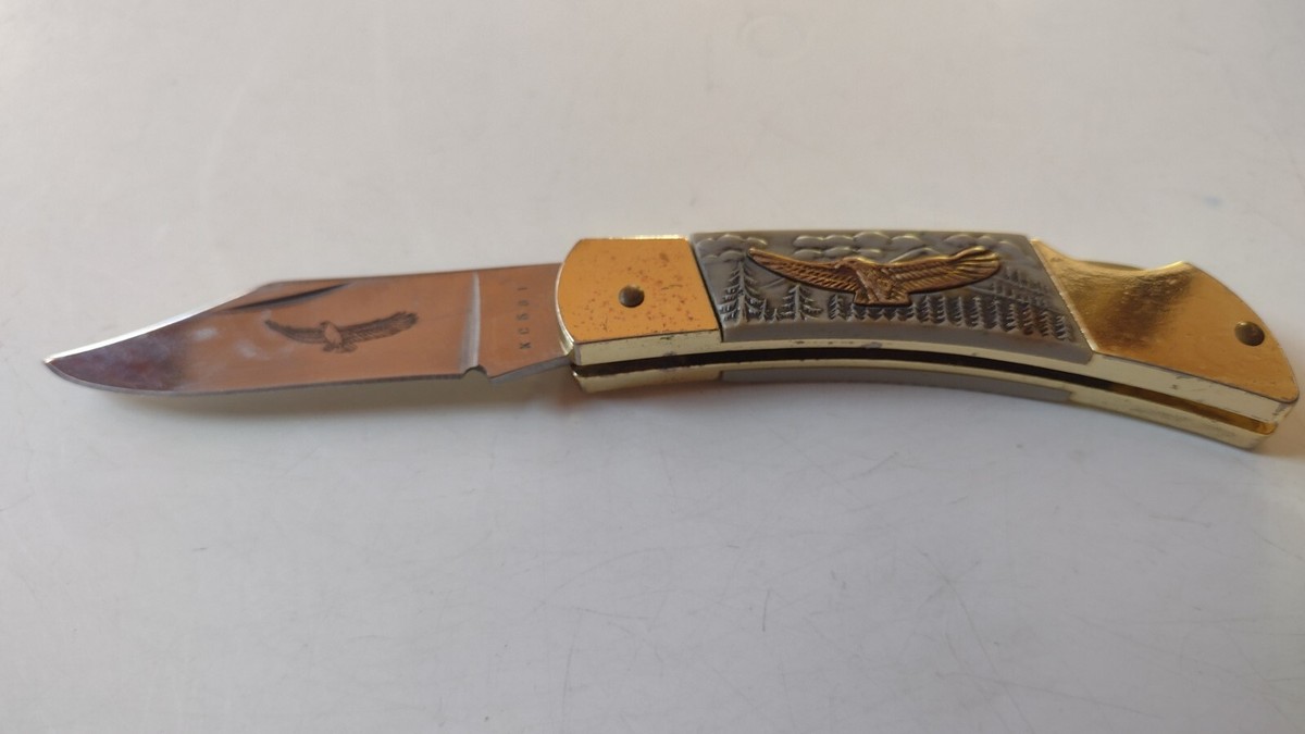 miyataka　EL-DB11111B×5 Bald Eagle Stainless Steel Japan Lockback Pocket Knife Vintage VGC