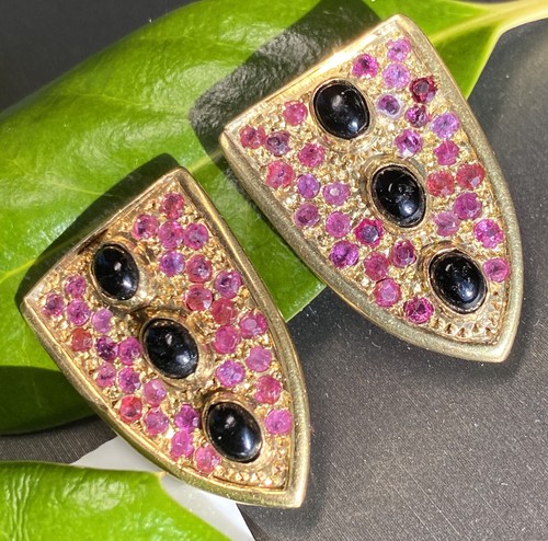 Ruby Vintage Earrings 18K Yellow Gold Estate Fine Jewelry Pre-Owned Luxury - Picture 16 of 24