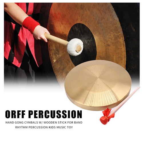 15.5cm Gong with Hammer Drumstick Brass Hand Gong Folk Musical Toy for Kids - Picture 8 of 8