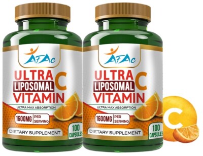Natural Vitamin C 1600 mg. Supports Immune System, Heart, 100 caps Skin