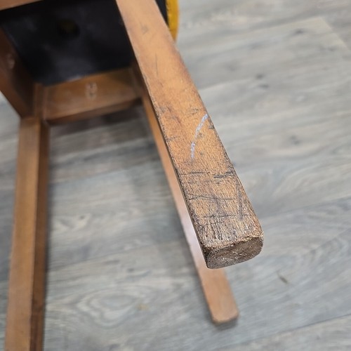 Single Retro Solid Wood Round Vinyl Upholstered Bar Stools Pub Seats - Man Cave - Picture 17 of 24