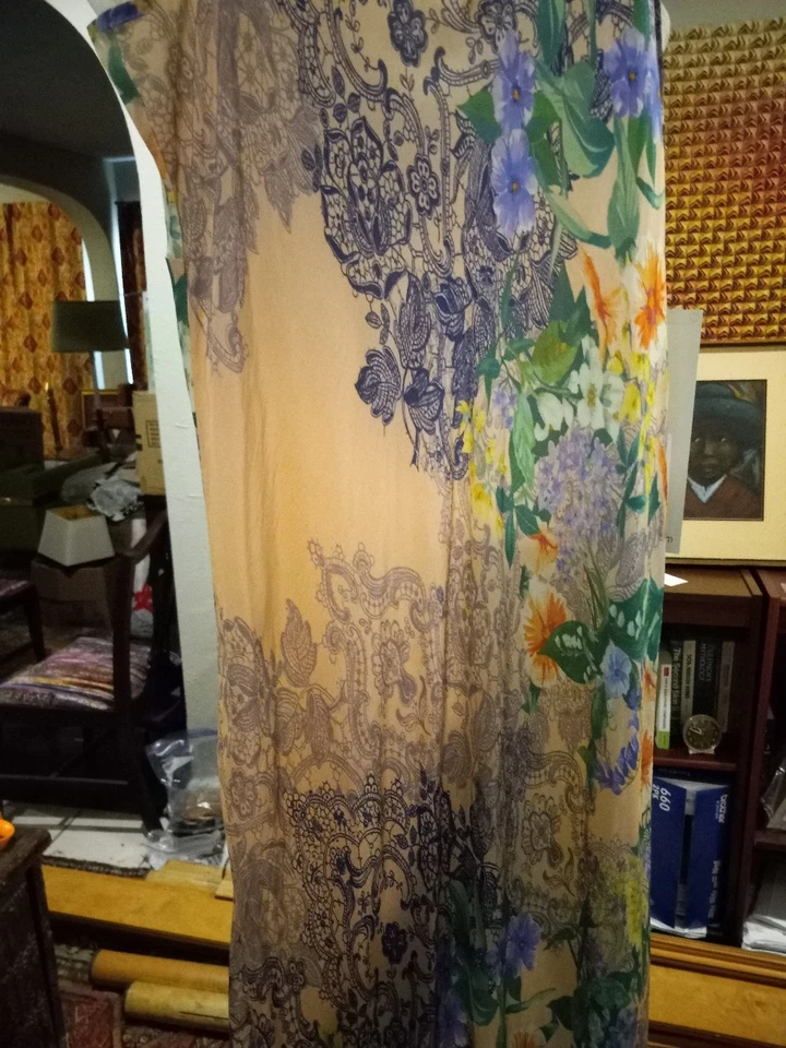 Johnny Was, Maxi Vestido Floral, Seda y Algodón, L; Nuevo con Etiquetas $225 Solo para Románticos Foto 2 de 4