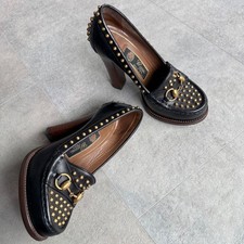 GUCCI Horsebit Pumps, Studded Leather, 60th Anniversary Edition, Black with Gold