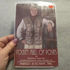 Indygo Junction IJ387 Pocket Full of Posies Jacket Vest Pattern S-XL Uncut