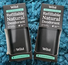 Wild Refillable Natural Deodorant Fresh Cotton Sea Salt Black Case Eco TravelGym