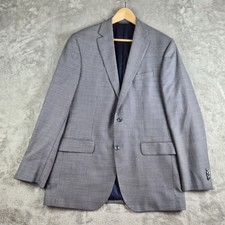 Jack Victor Blazer Jacket 42L Grey Micro Houndstooth Wool Super 100s Sport Coat